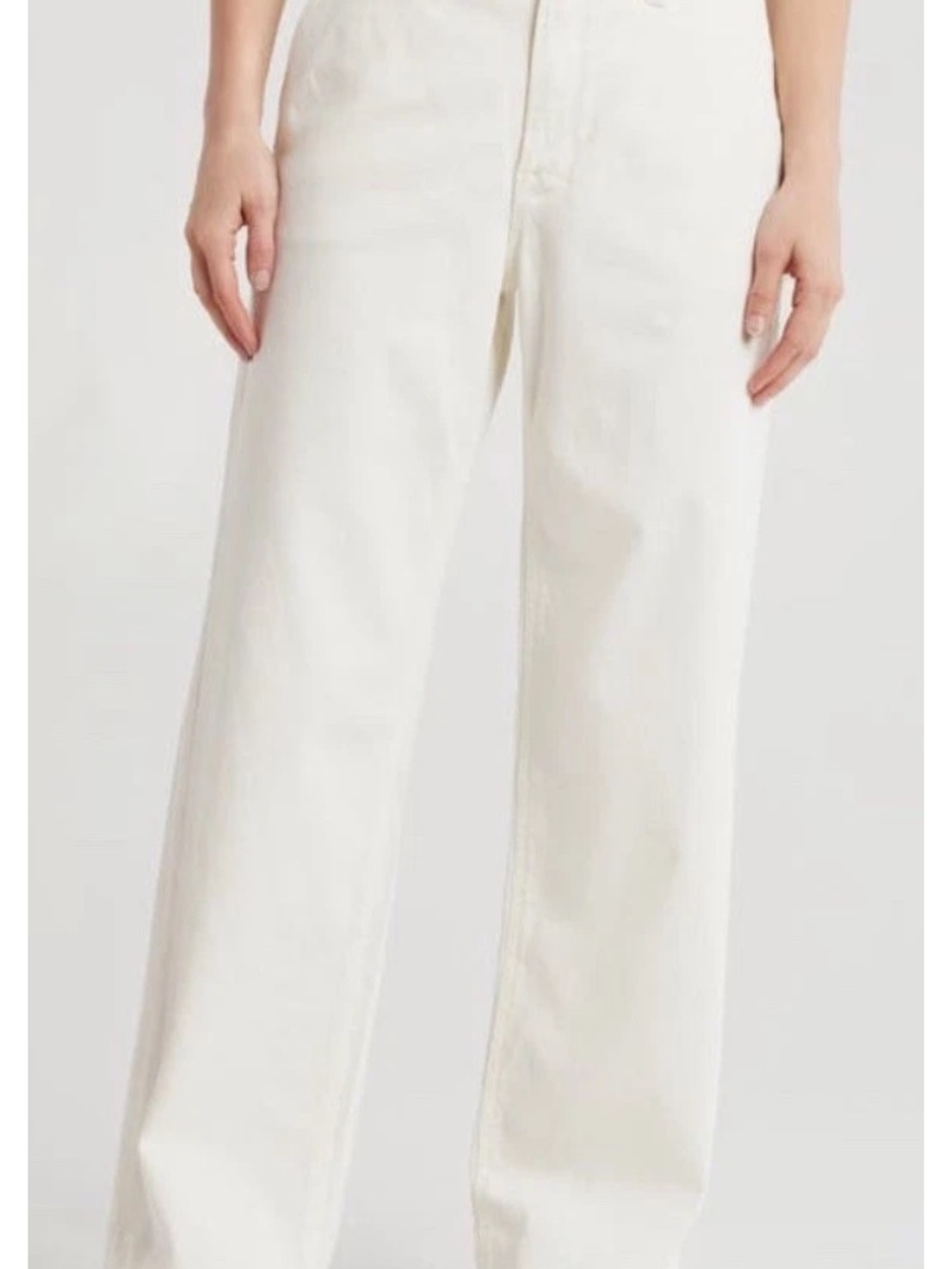 Good American Cream Wide-Leg Jeans